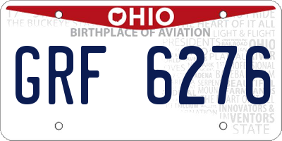 OH license plate GRF6276
