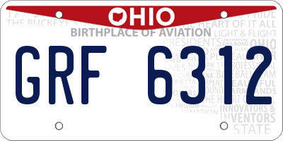 OH license plate GRF6312