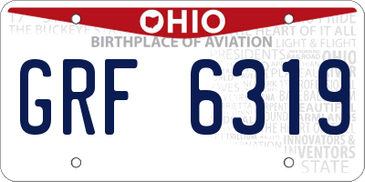 OH license plate GRF6319