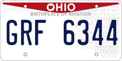 OH license plate GRF6344