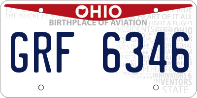 OH license plate GRF6346