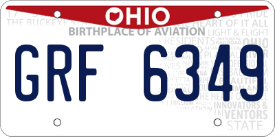 OH license plate GRF6349