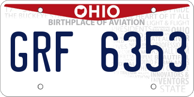 OH license plate GRF6353