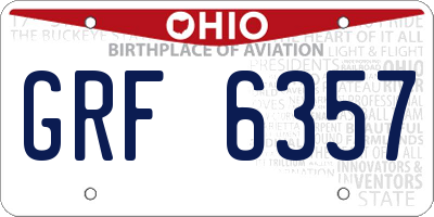 OH license plate GRF6357