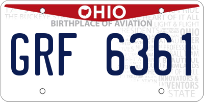 OH license plate GRF6361