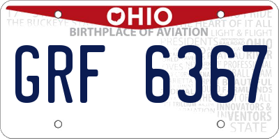OH license plate GRF6367