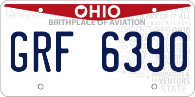OH license plate GRF6390