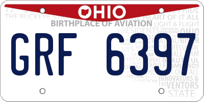 OH license plate GRF6397