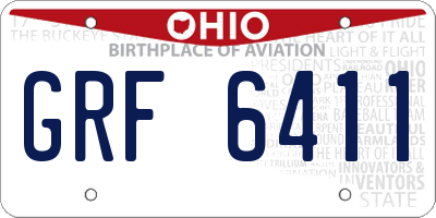 OH license plate GRF6411