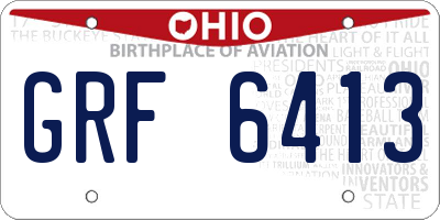 OH license plate GRF6413