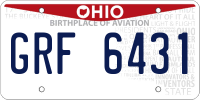 OH license plate GRF6431