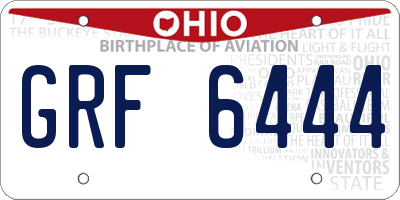 OH license plate GRF6444
