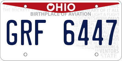 OH license plate GRF6447