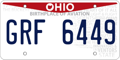 OH license plate GRF6449