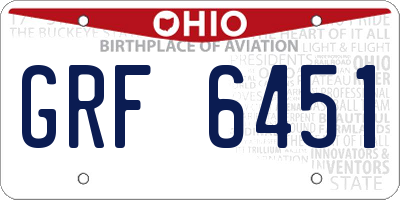 OH license plate GRF6451