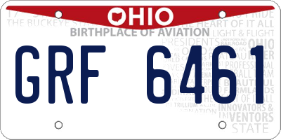 OH license plate GRF6461