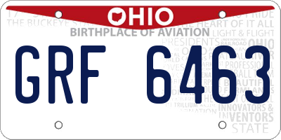 OH license plate GRF6463