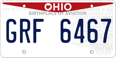 OH license plate GRF6467
