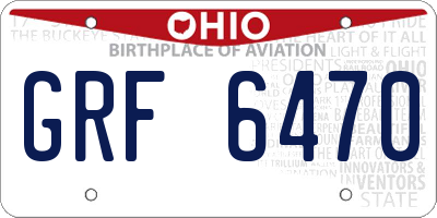 OH license plate GRF6470