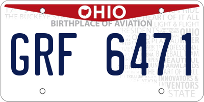 OH license plate GRF6471