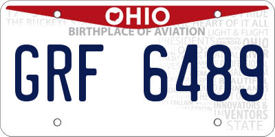 OH license plate GRF6489