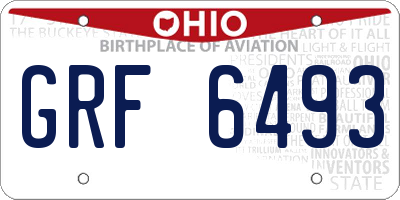 OH license plate GRF6493