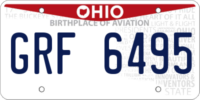 OH license plate GRF6495