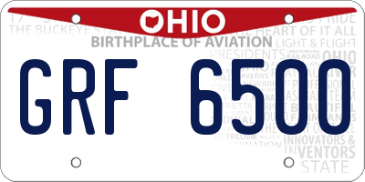 OH license plate GRF6500