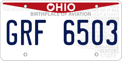 OH license plate GRF6503