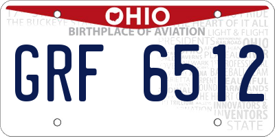 OH license plate GRF6512