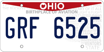 OH license plate GRF6525