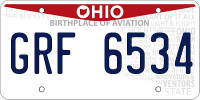 OH license plate GRF6534