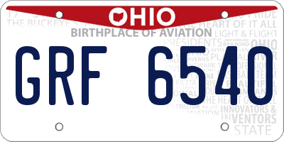 OH license plate GRF6540