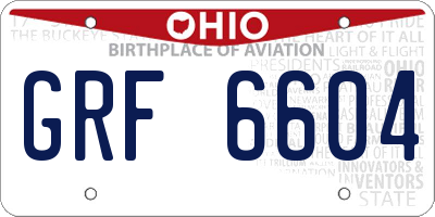 OH license plate GRF6604