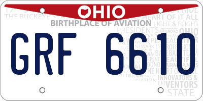 OH license plate GRF6610