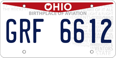 OH license plate GRF6612