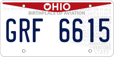 OH license plate GRF6615