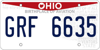 OH license plate GRF6635
