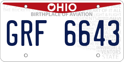 OH license plate GRF6643