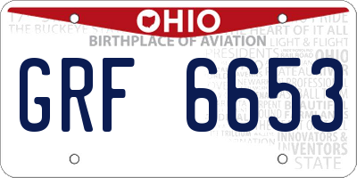 OH license plate GRF6653