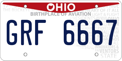 OH license plate GRF6667