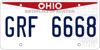 OH license plate GRF6668