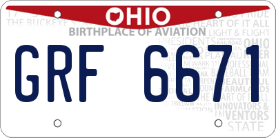 OH license plate GRF6671