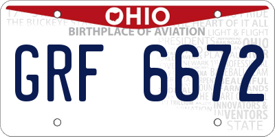 OH license plate GRF6672