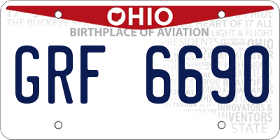 OH license plate GRF6690