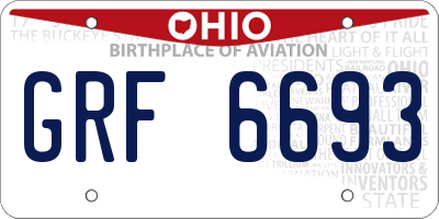 OH license plate GRF6693