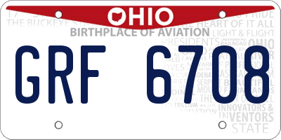 OH license plate GRF6708