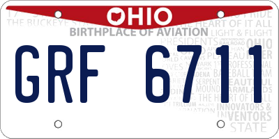 OH license plate GRF6711