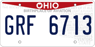 OH license plate GRF6713
