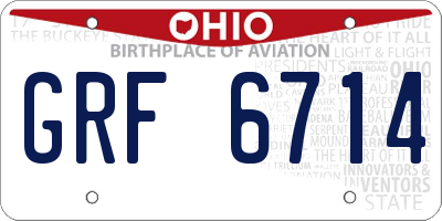 OH license plate GRF6714